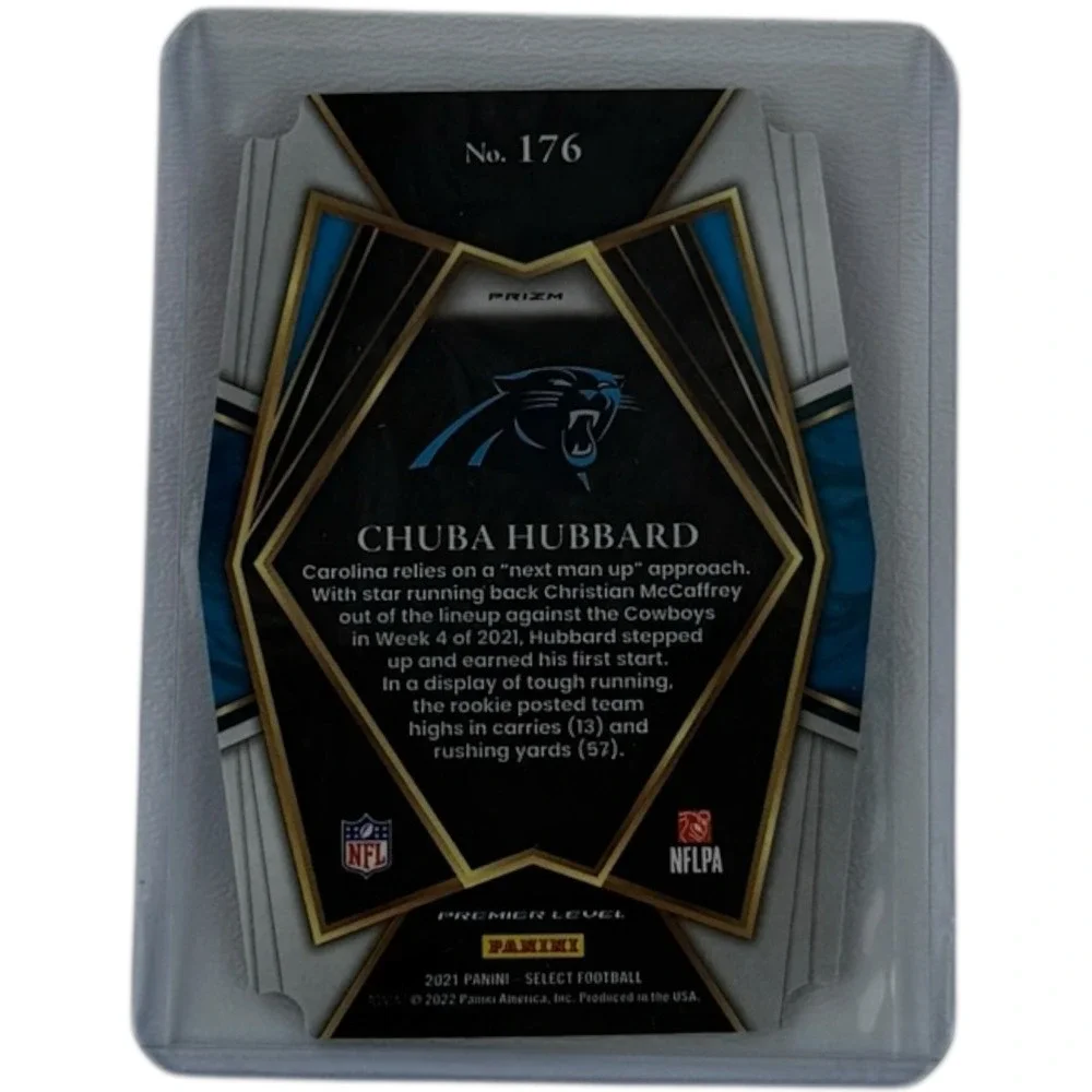 2021 Select Chuba Hubbard RC Red‎ and Blue Prizm Die Cut Premier #176